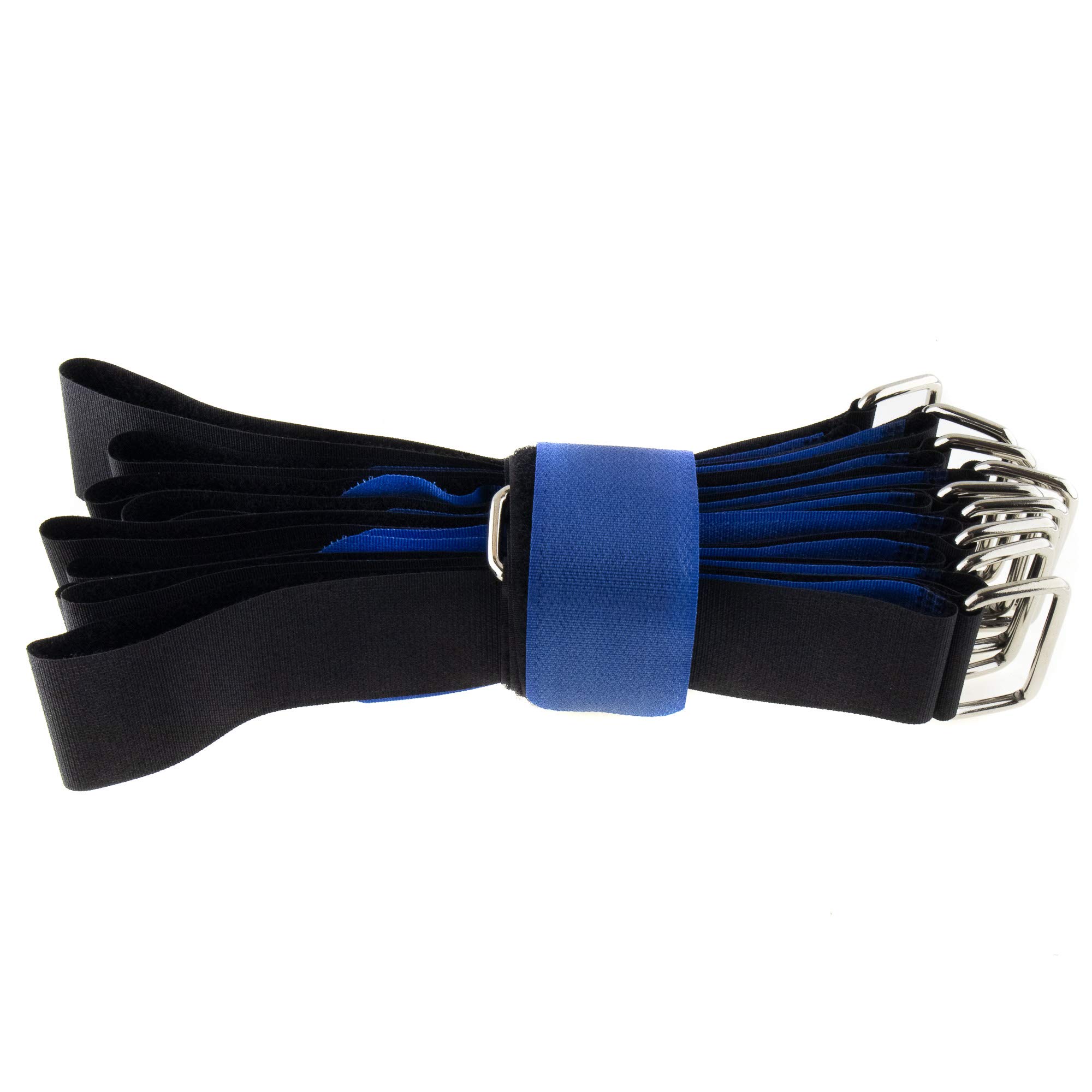 10x Velcro Cable Ties 600 x 38 Black/Blue Velcro Crossed Velcro
