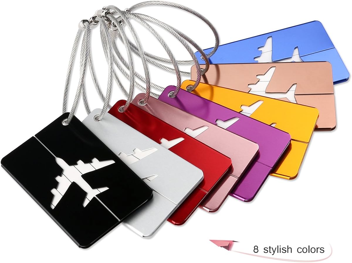 PIXNOR PIXNOR Metal Travel Luggage Tags Suitcase Tags with Strings Pack of 8, As Shown, 7.5cm4.5cm: Clothing