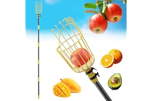 EUIJOIP Fruit Picker Pole Tool– 35-75" Adjustable Long Pole Picker,Ladder-Free Harvesting Aid,Safe for Elderly&Children,Durable Stainless Steel Design–for Picking Apples,Avocados,Oranges,Grapefruit,Plums,Pear