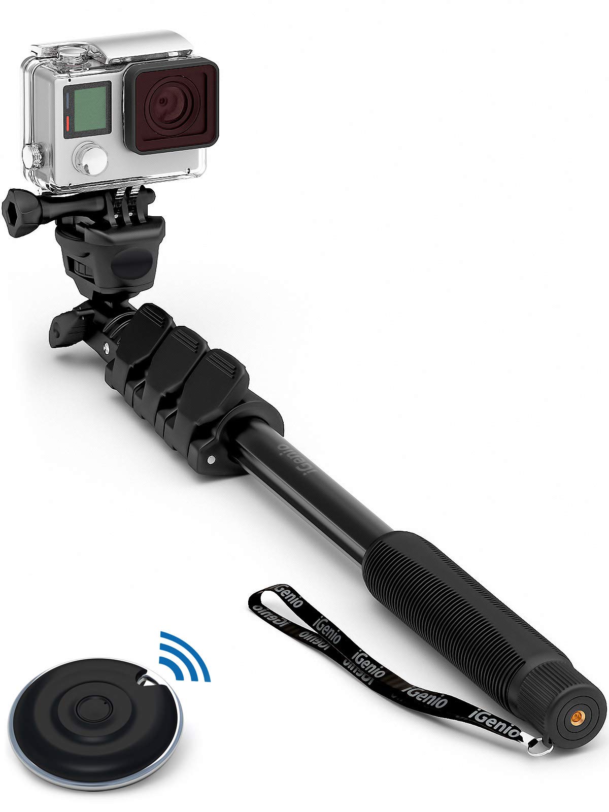 Professional 10-in-1 Monopod Selfie Stick for All GoPro Hero, Action Cameras, Cellphones, Digital Compacts with Bluetooth Remote Shutter - Extends 15"- 47", Weatherproof Shockproof - Take It Anywhere