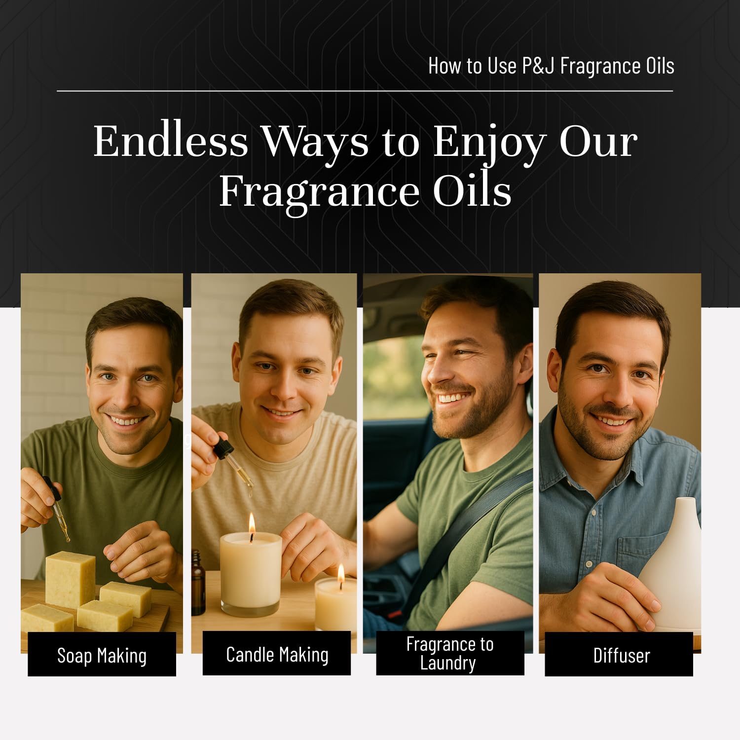 P&J Trading Fragrance Oils for Diffusers for Home Fragrance Scents for Candle Making - Soap Making Supplies - Car Diffuser Scents - Essential Home Gift Set - Gentlemen's - Cedar, Sandalwood & More