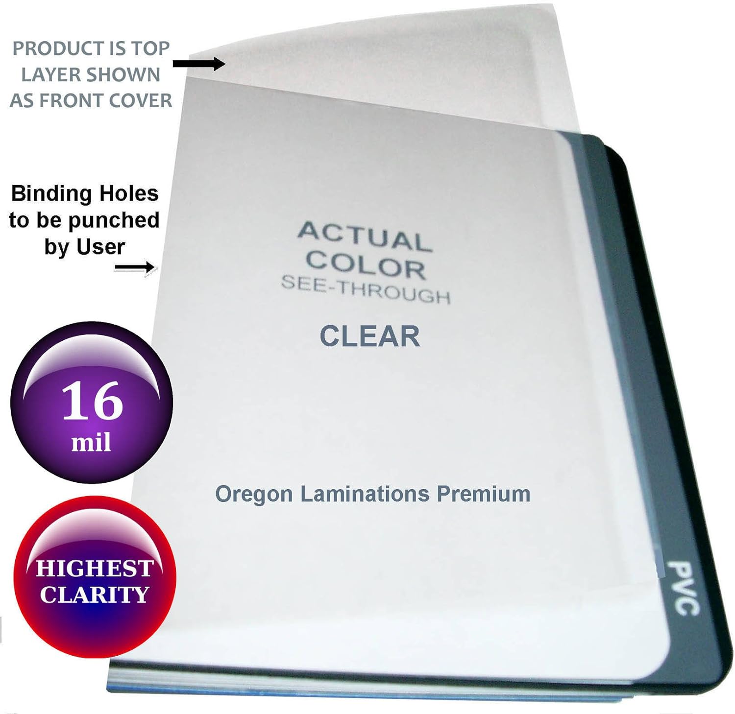 Heavy 16 Mil Clear Business Report Covers 8-1/2 x 11 (Pack of 100) Plastic Binding Sheets [NOT for Making Face Shields : Business Report Covers : Office Products