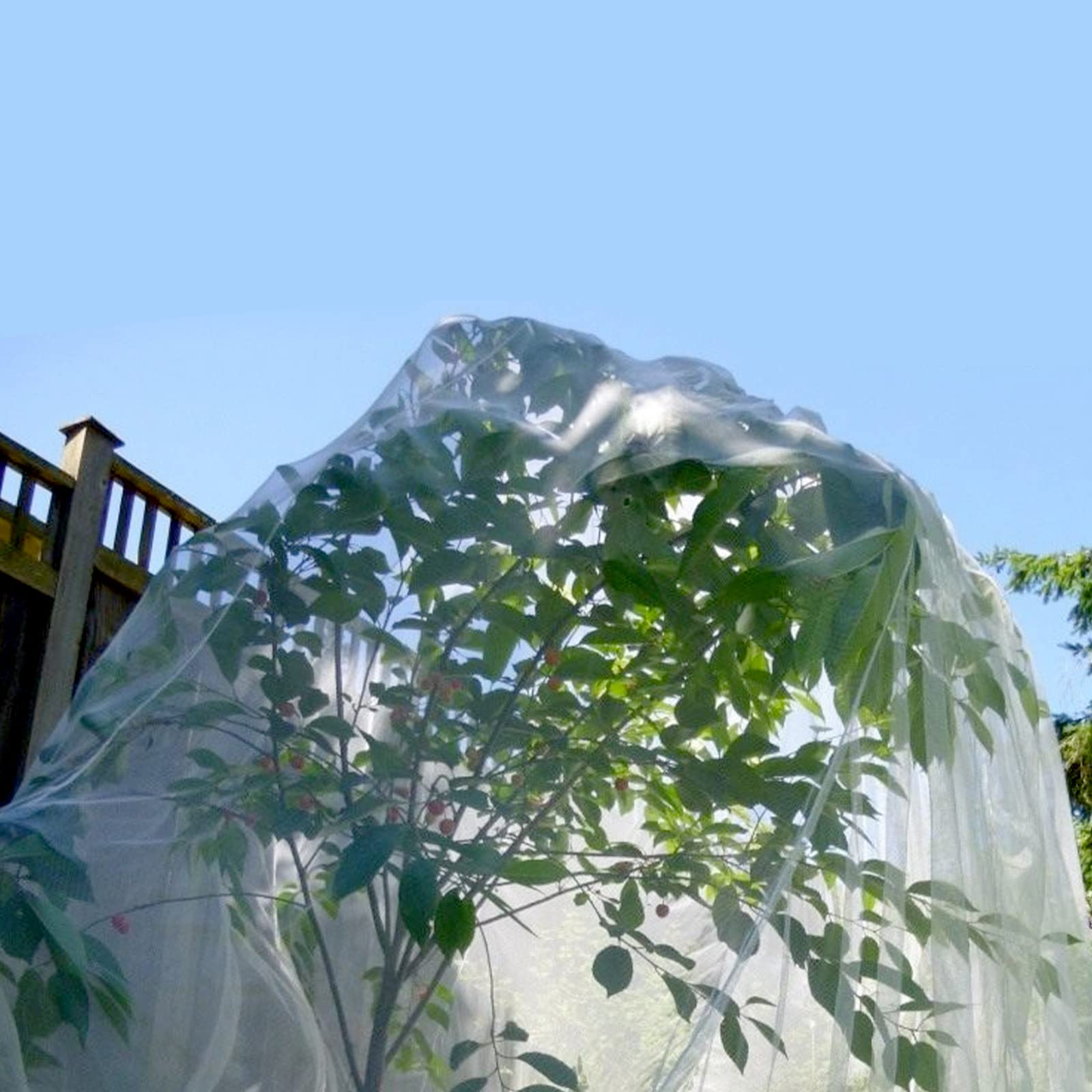 HYKITDAY 4pcs Protect Fruit Trees Netting Mesh with Drawstring, Netting for Garden Protection for Fruit Trees Fruit Tree Net Cover for Protecting Vegetable Plant Flower Fruit,White