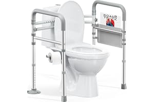 HOMLAND Toilet Safety Rails for Seniors, Adjustable Height & Width 350lb Toilet Handles for Elderly and Disabled, Foldable Toilet Safety Frame, Fit Any Toilet