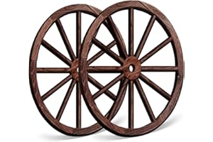 OYEFLY 2 Pcs Vintage Rustic Wagon Wheel Decor - Brown, 18 Inch