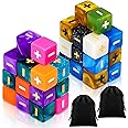 Sumind 40 Pcs Fudge Dice with 2 Black Velvet Bags Plus Minus Dice Multicolored Acrylic Toys with Plus, Minus, and Blank Sides