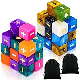 Sumind 40 Pcs Fudge Dice with 2 Black Velvet Bags Minus Plus Dice | Multicolored Acrylic Toys, Minus/Plus Blank Sides for Kids, Classroom Teacher Teaching Games Props, 10 Colors