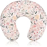 Baby Nursing Pillow Cover, Removeable Breastfeeding Pillow Slipcover, Nursing Pillow Case for Newborn Boys Girls, Soft Fabric Fits Snug On Infant, Washable & Breathable, Yellow Pink Flowers