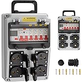 Joinfworld Power Distribution Box, 15A 110V Electrical Box with NEMA 5-20 Outlet IP65 Waterproof Breaker Box Power Socket for Construction Site Home Tool