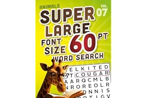 SUPER LARGE FONT SIZE 60 pt Animals WORD SEARCH: Easy-to-Read Word Searches for Seniors and Low Vision Puzzle Lovers, vol. 07