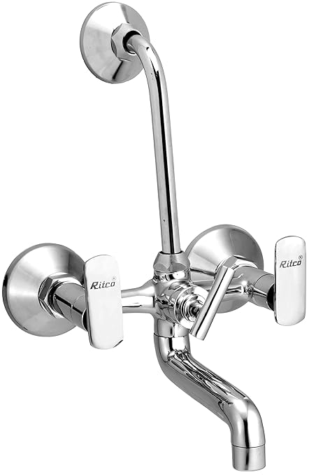 Ritco Silicon Wall Mixer with L Bend Pipe and Flanges (Chrome)