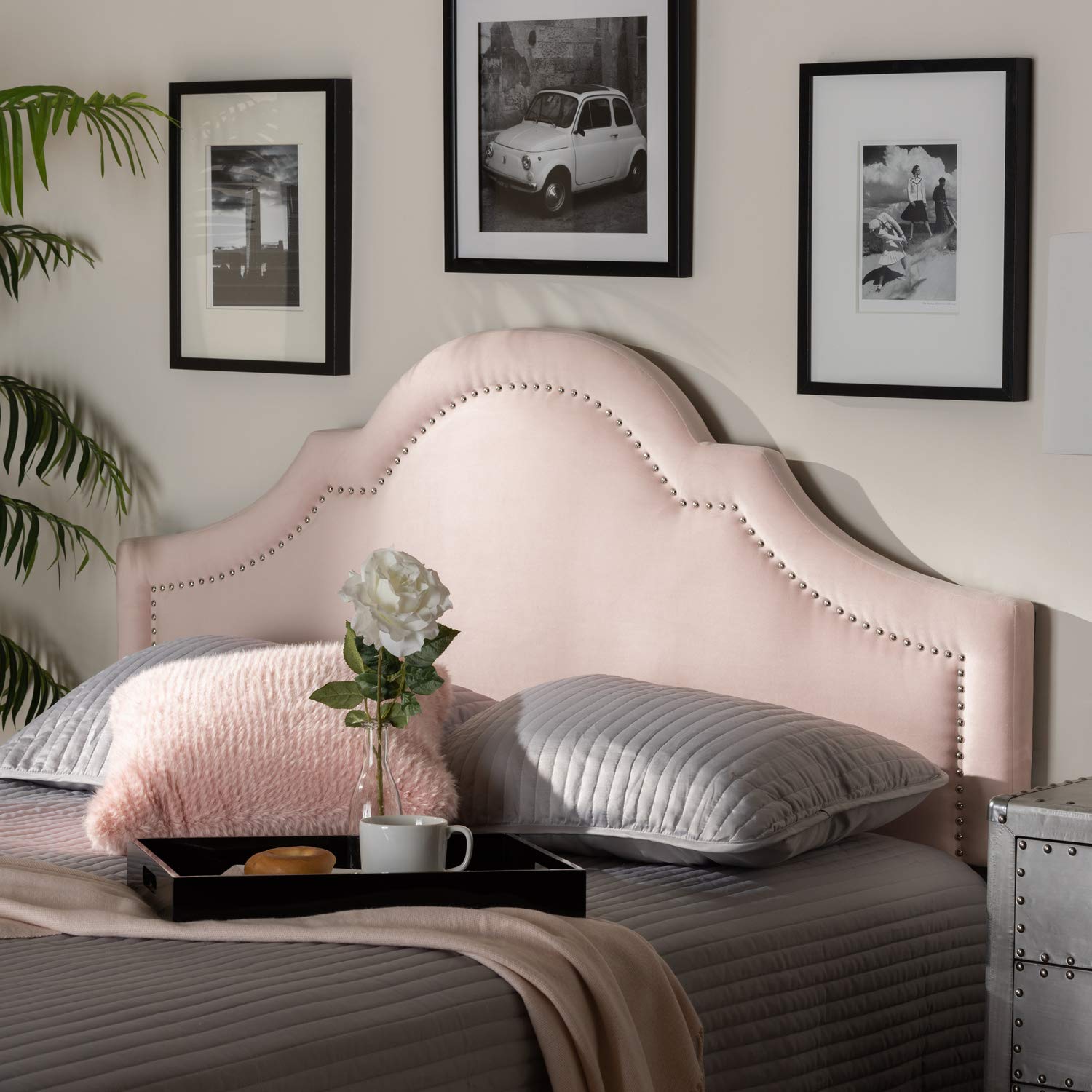 Photo 1 of Baxton Studio Rita Modern and Contemporary Light Pink Velvet Fabric Upholstered Queen Size Headboard