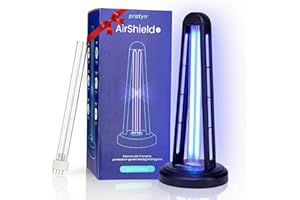 Pristyn AirShield+ UV Light Sanitizer w/Spare Bulb – Premium UV Sanitizer Device with Remote Control, Timer Settings & Safety Shutoff – Chemical-Free Portable UVC Light for Home & Office