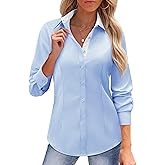 siliteelon Button Down Shirts for Women Dress Shirts Cotton Long Sleeve Shirt for Women Wrinkle Free Stretch Work Blouse