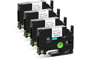 Pillex 4-Pack TZe TZ Label Maker Tape 12mm 0.47 Laminated White Replacement for Brother P Touch Label Tape TZe-231 TZ-231 Compatible with Ptouch Label Maker PT-D210 PT-H110 PT-D220 PT-D400 PTD600 1880