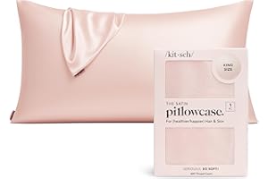 Kitsch Satin Pillowcase, Softer Than Silk Pillow Cases King, Cooling Pillow Covers, Satin Pillowcase with Zipper for Hair, Sk