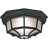 Designers Fountain 2067-BK Builder Cast Outdoor Flush Mount Ceiling Light, 10.5 in W, Black