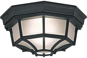 Designers Fountain 2067-BK Builder Cast Outdoor Flush Mount Ceiling Light, 10.5 in W, Black