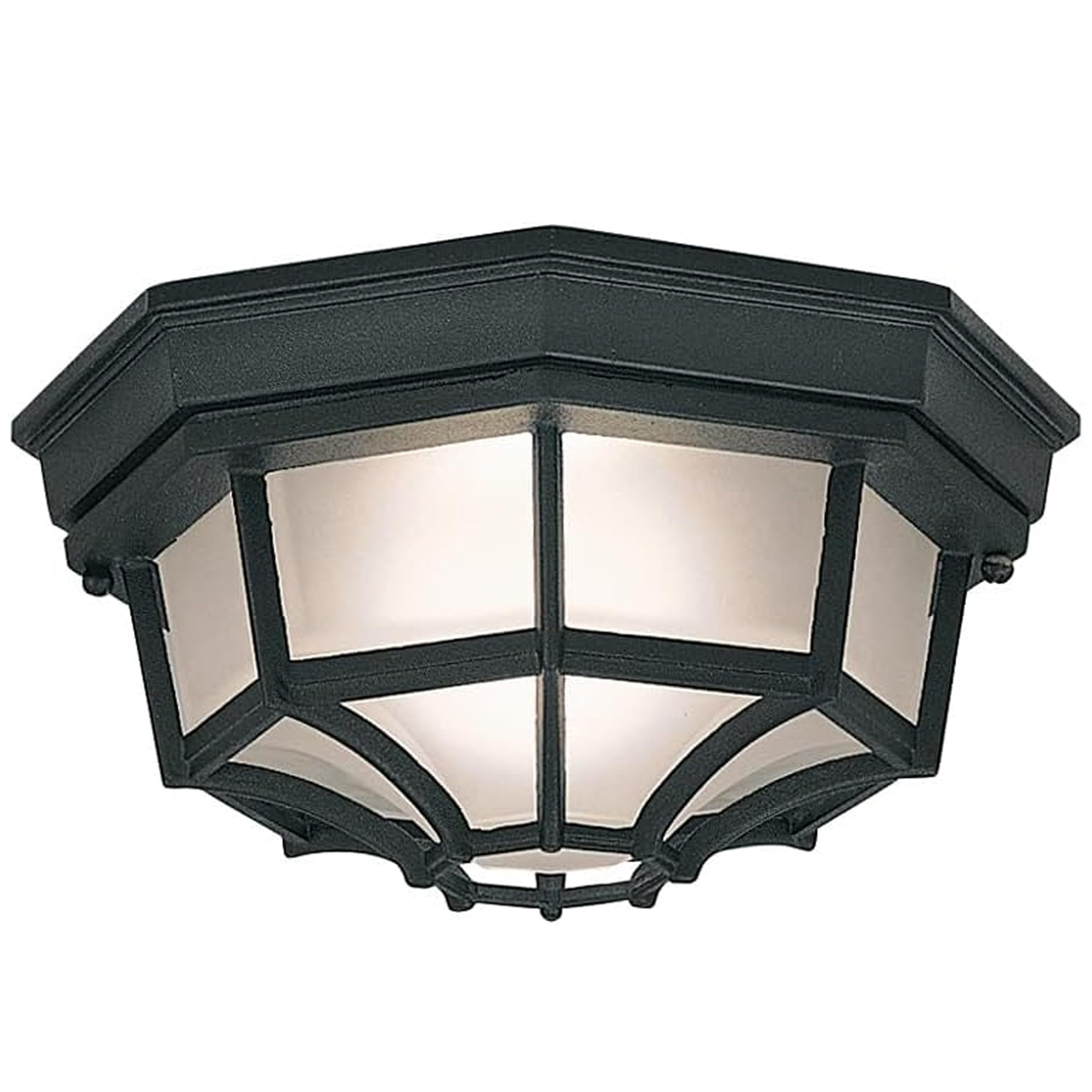 Photo 1 of Designers Fountain 2067-BK Builder Cast Outdoor Flush Mount Ceiling Light, 10.5 in W, Black