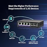 NICGIGA 6 Port 2.5G Unmanaged Switch 4x2.5G 2x10G SFP+ Metal Desktop view 4