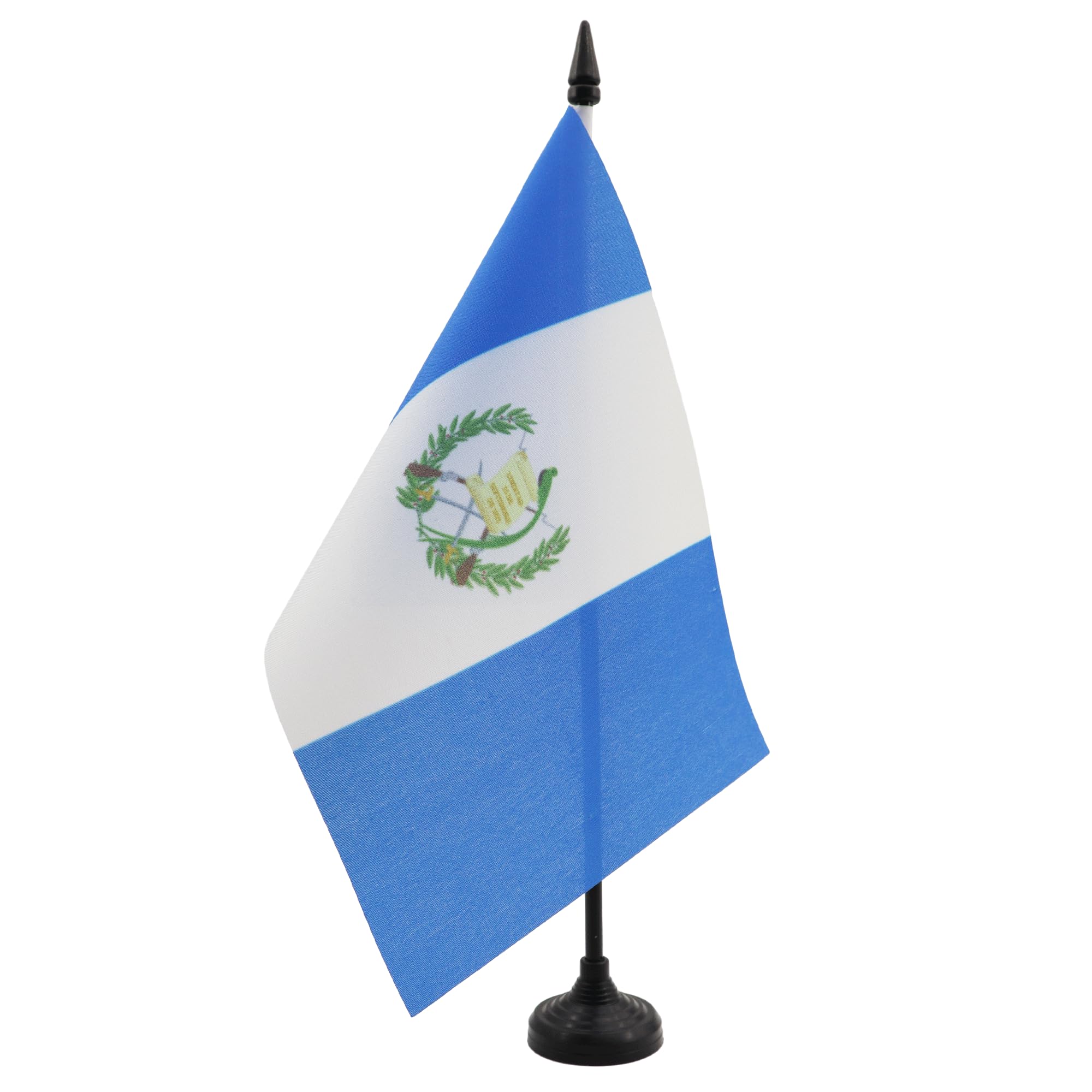 AZ FLAG Guatemala Table Flag 5'' x 8'' - Guatemalan Office Decoration 100% Polyester 21 x 14 cm - Mini Desk Flag with Pole and Black Plastic Base — image 1