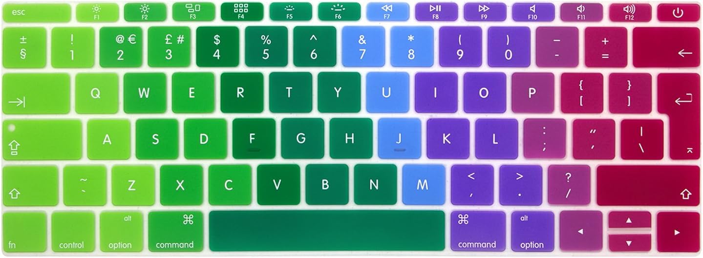 MMDW Silicone Keyboard Cover for MacBook Pro 13 Inch 2017 & 2016 Release A1708 No Touch Bar &for MacBook 12 Inch A1534 Protective Skin (EU Layout),Rainbow