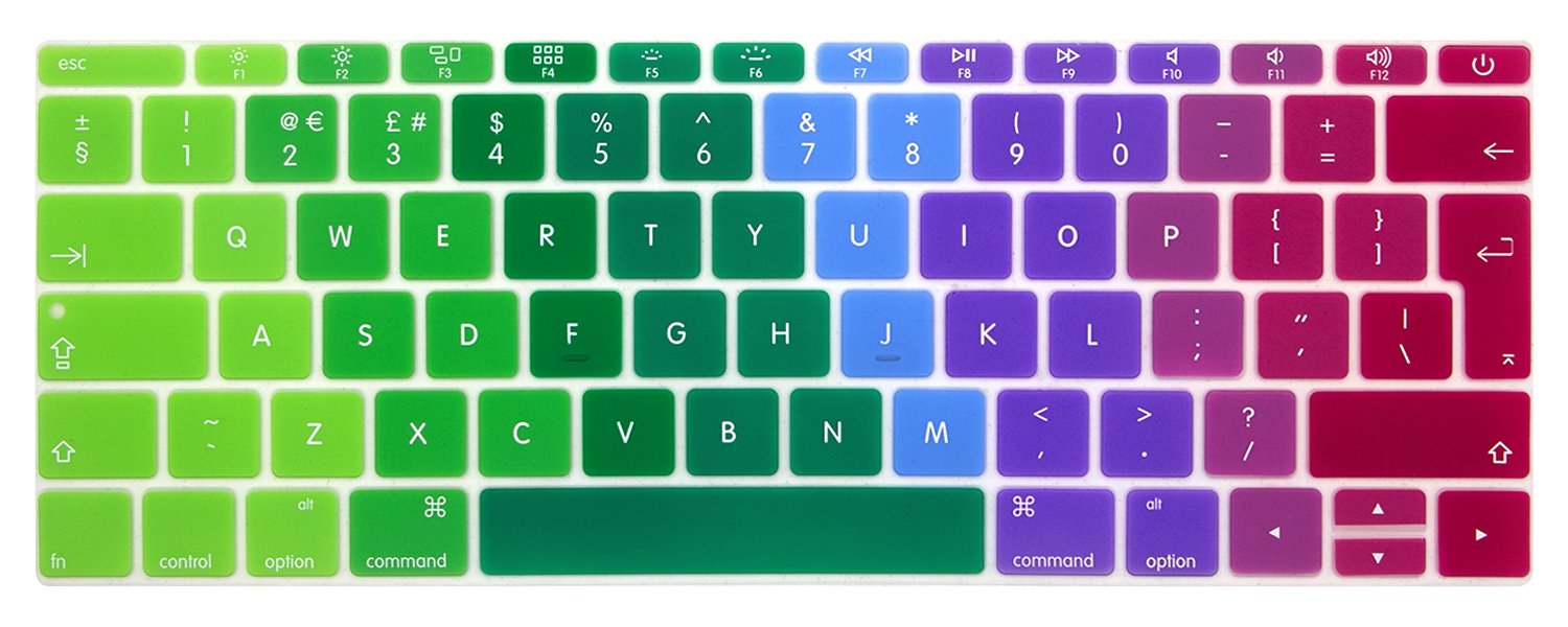 MMDW Silicone Keyboard Cover for MacBook Pro 13 Inch 2017 & 2016 Release A1708 No Touch Bar &for MacBook 12 Inch A1534 Protective Skin (EU Layout),Rainbow