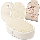 Treeswin Natural Loofah Sponge, 3 Pack Exfoliating Body Scrubber for Shower, Organic Biodegradable Bath Luffa with Thin/Thick Textures, Eco-Friendly Body Exfoliator for Men & Women, Hanging Rope