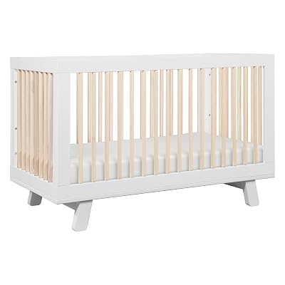 Babyletto Hudson 3-in-1 Convertible Baby Crib with Wooden Toddler Bed & Daybed Conversion - Easy to Assemble & GREENGUARD Gold Certified - 4 Adjustable Mattress Heights - White & Washed Natural