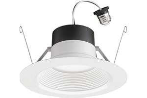 Juno E Series 5"/6" LED Ceiling Light, Baffle Trim Recessed Lighting with 5-in-1 Switchable White Color, 1200 Lumens for High Ceilings, Wet Rated LED Downlight, Dimmable, White