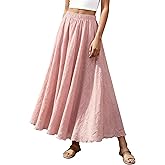 Ezcosplay Women Bohemian Beach A-Line Dress Double Layer Elastic Waist Long Maxi Skirt