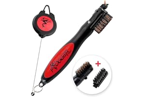 Frogger BrushPro Golf Club Cleaner with Ergonomic Grip and 2.5 ft. Retractable Cord - Sturdy Golf Club Brush and Groove Cleaner for Golfers