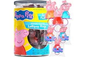 Primary Colors Candy Peppa Pig Lolly Pops Candy Ring 15Pk - Peppa Pig Birthday Supplies For Party Lollipops For Kids - Peppa Pig Decorations For Party Favors
