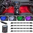 LEDGlow 4pc Multi-Color LED Interior Footwell Underdash Neon Light Kit for Cars & Trucks - 7 Solid Colors - 7 Patterns - Musi