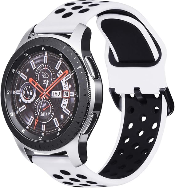 Amazon Com Fullife Compatible With Galaxy Watch Active 2 Bands 44mm 40mm Soft Silicone Sport Band With Quick Release Pin Replacement For Galaxy Watch 42mm Band Galaxy Watch 3 41mm Smart Watch White Black