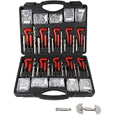JMMRRR 263PCS Thread Repair Kit HSS Drill Helicoil Kit, Rethreading Tool | Rethreading Kit with Thread Gauge Metric and SAE1 /4" 5/16" 3/8" 7/16" 1/2" M5 M6 M8 M10 M12