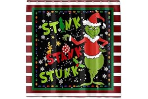 Seasonwood Christmas Shower Curtain 72x72 Inches Waterproof Shower Curtain for Bathroom Winter Xmas Holiday Bathroom Curtain,Weighted Hem with 12 Hooks