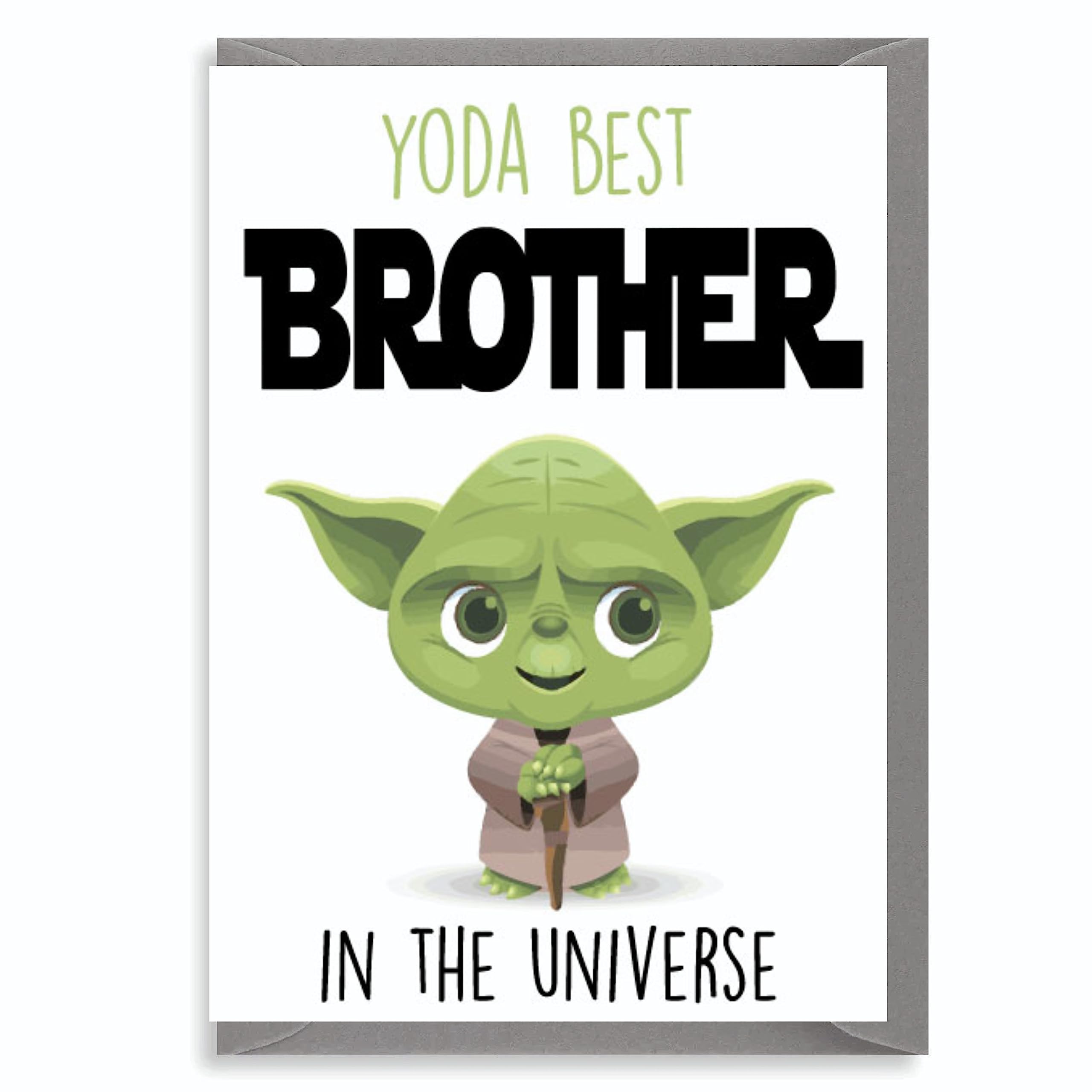 Funny Yoda Best Brother Card Star Galaxy Joke Birthday Card For Him 5x7 Blank Inside C806