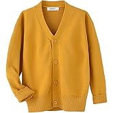 Unisex Boys Girls Cardigans Sweater V-Neck Long Sleeve School Uniforms Button Knit Tops