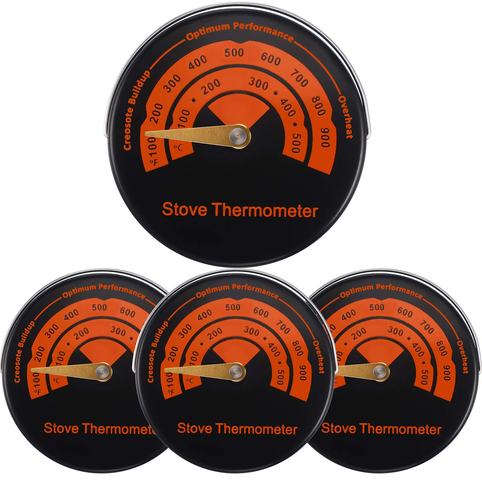 Magnetic Stove Thermometer Wood Burner Top Thermometer Stove Temperature Meter Stove Flue Pipe Thermometer Fireplace Accessories for Avoiding Stove Fan Damaged by Overheating (4)