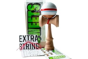 Sweets Kendamas Boost Sport Stripe Kendama - Sticky Paint, Improves Hand Eye Coordination, Reflexes, Stripe Design, Extra String Accessory Gift Bundle (Racer)