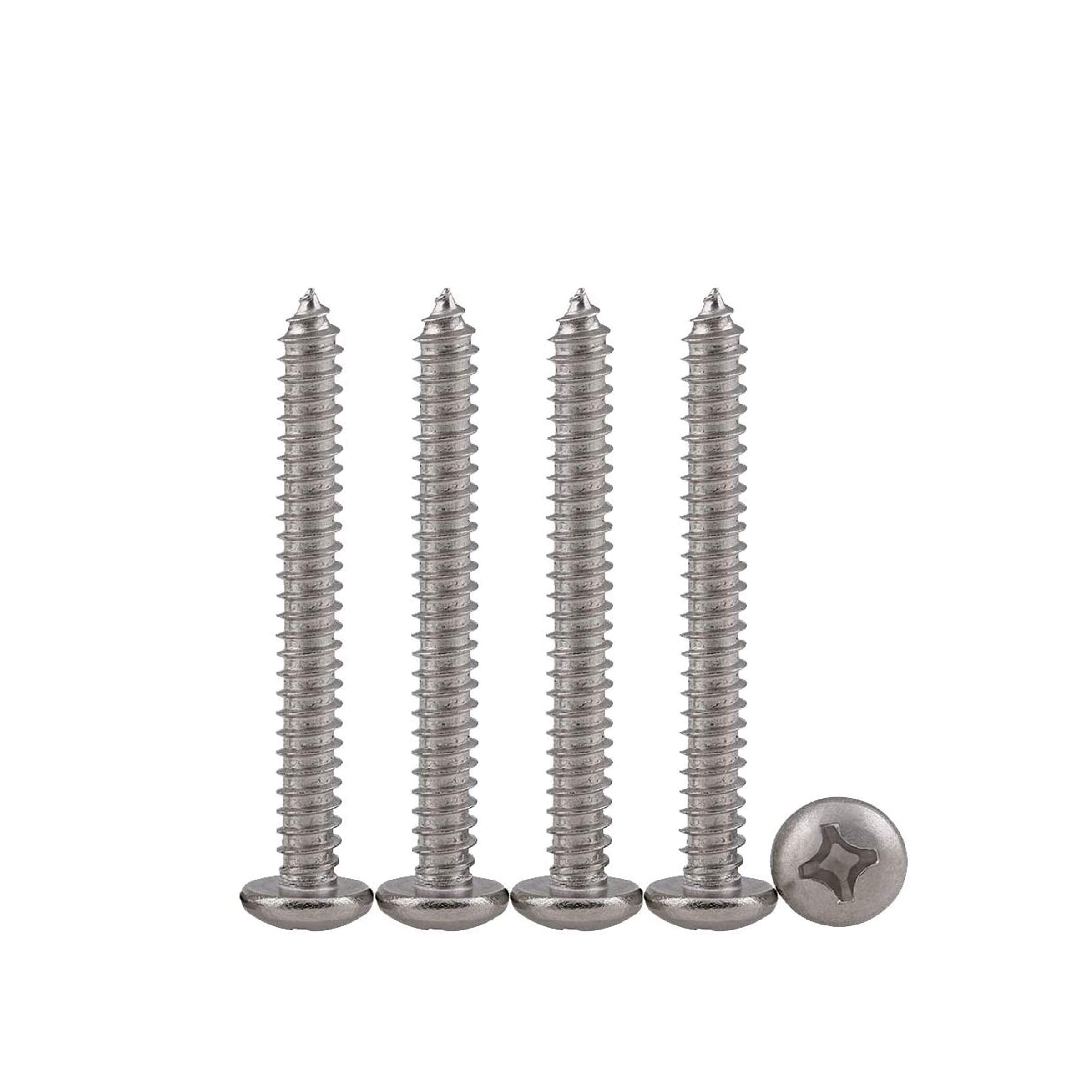 Drenky M5X50 50PCS Phillips Pan Head Screws 304 Stainless Steel Self-Tapping Screws Self-Drilling Wood Screws Standard Cross Groove Full Thread Woodworking Fastener