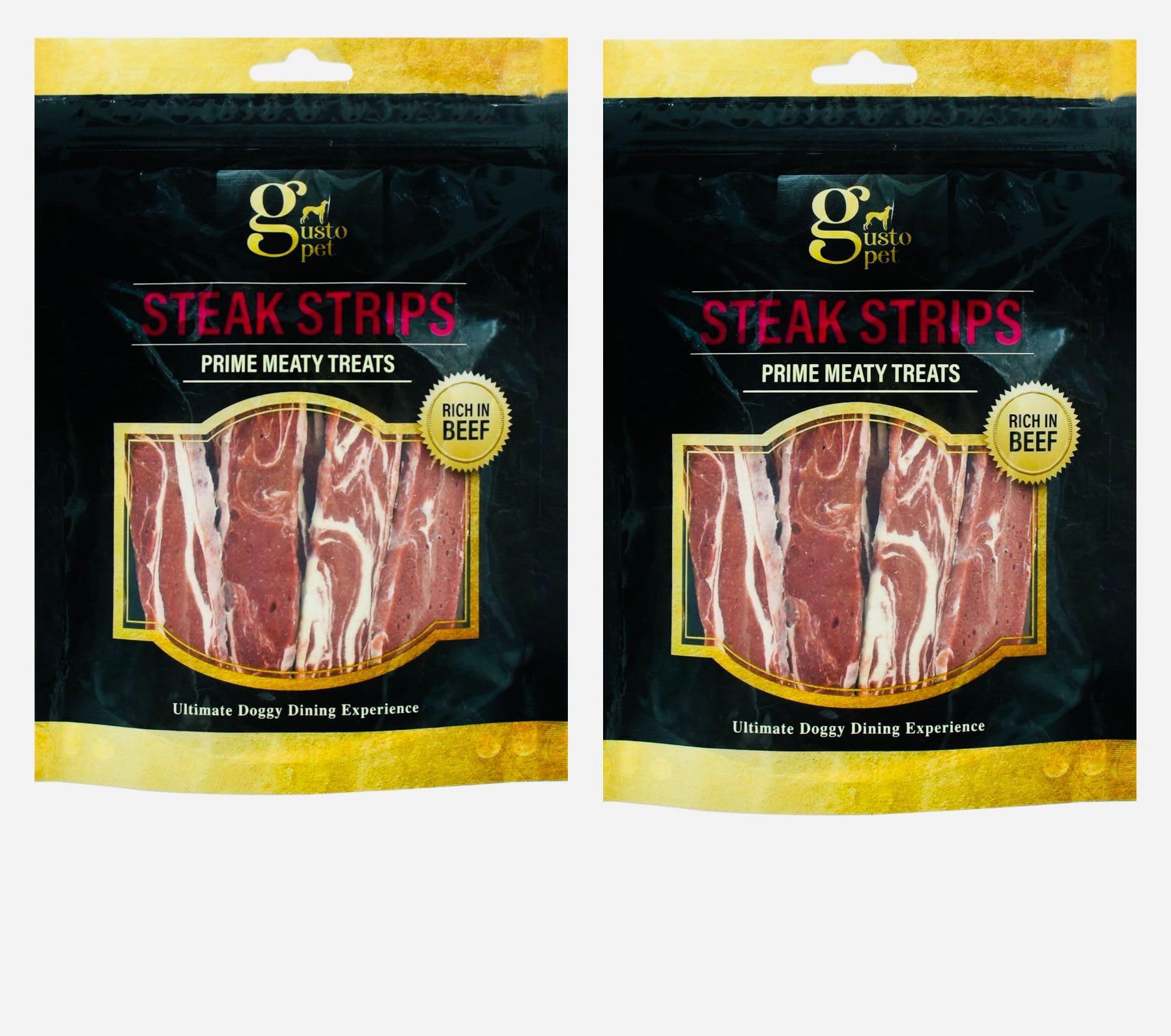 2x Doggie Delights Dog Treats For Dogs Premiam Quality Delicious Doggie Healthy Treats High In Protein Low in Fat Real (2x Steak Strips - Each 140g)