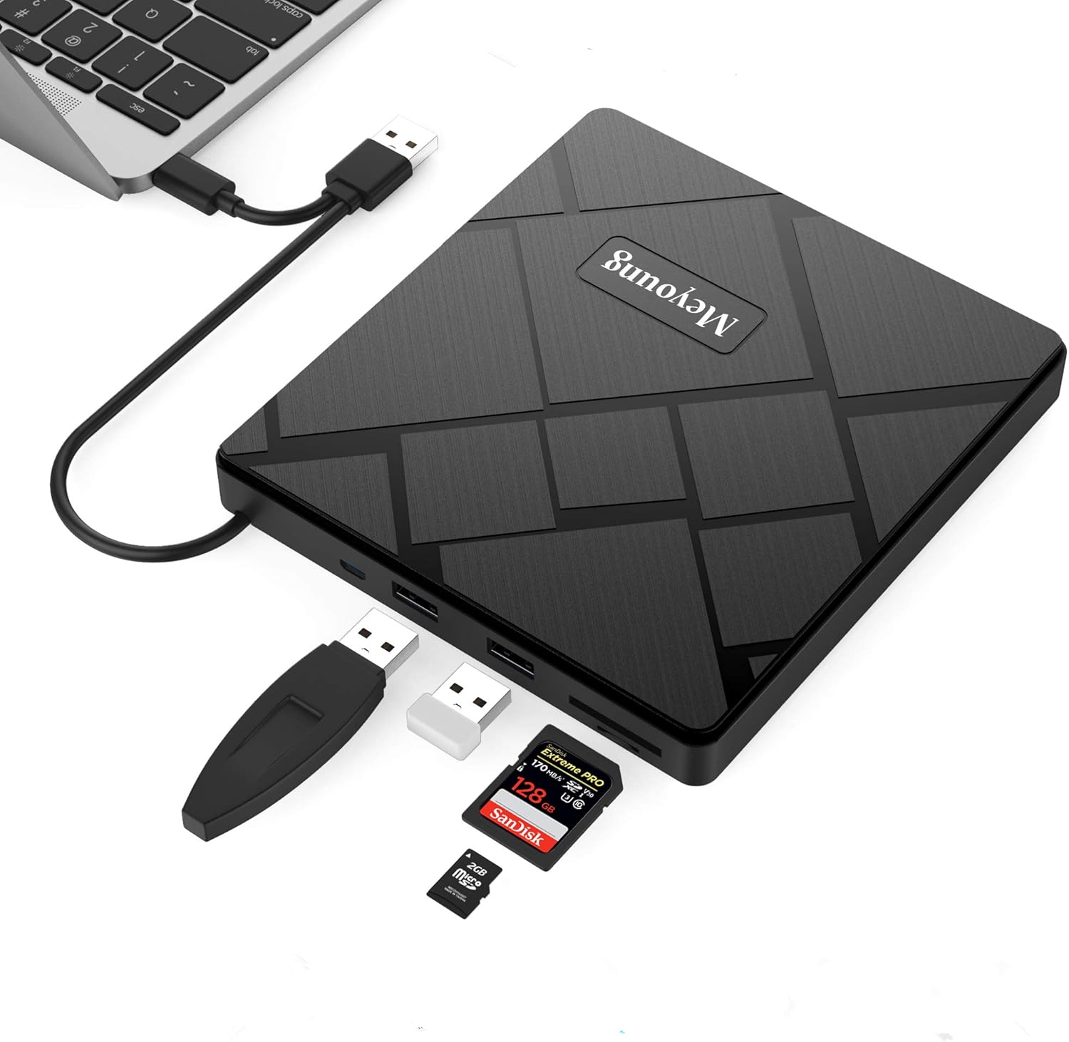 Lecteur De Carte USB 3.0 - 2 Slots Pour Cartes Mémoire - Plug & Play, Compact - Pour PC, Ordinateur Portable, Transfert Rapide