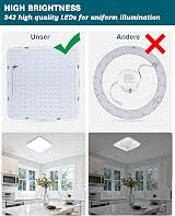 ASHUAQI LED Ceiling Light 36W 4000K 4500LM IP44 Square Kitchen Living view 6