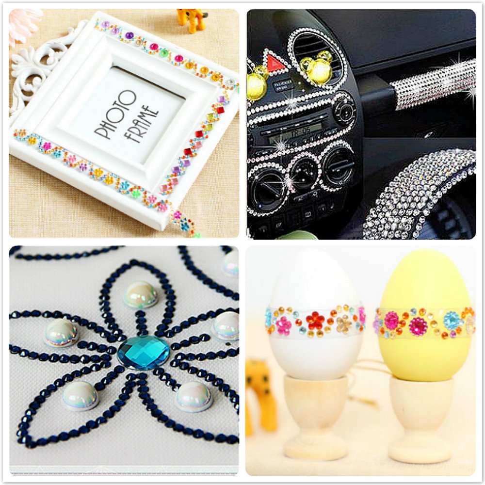 1480 Pieces Self-adhesive Craft Jewels, Morkia 8 Sheets Self-adhesive Rhinestone Stickers Stick-on Crystal Gem Sheets for DIY Crafts Decoration, Assorted Colors, Square, Round and Heart Shaped