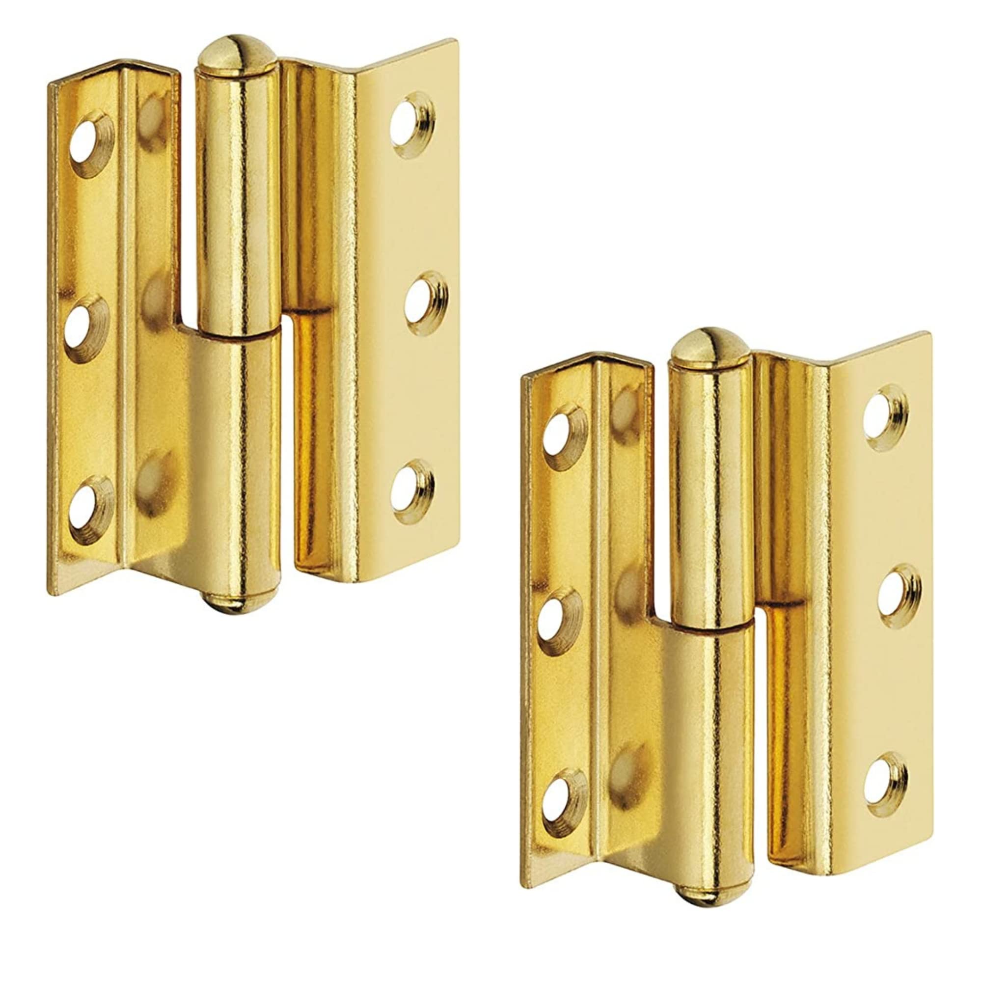 Gedotec Furniture Hinge Brass cranked Room Door Hinge Door Hinge for screwing - H1919 | Screw-on Hinge Length 50 mm | Crank D 7.5 mm | Stop: Left | 2 Pieces - Screw-on Hinge for Doors