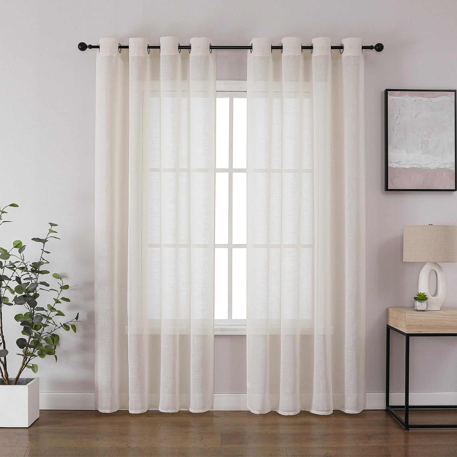 CUCRAF Voile Curtains 81 Inch Drop 2 Panels with Eyelet Linen Net Curtains for Windows Sheer Curtains for Bedroom Kitchen Dormitory Home Decoration