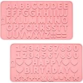 2 PCS Silicone Letter Molds and Number Molds for Chocolate | Reusable Alphabet Candy Molds with Happy Birthday Symbols for Cake, Cookies, Ice Cubes