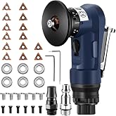 Pneumatic Chamfer Tool, 30000 RPM Air Chamfer Tool with 8C &amp; 6R Blades | Chamfer Tool w/ 8C &amp; 6R Blades, 6-Pc Bearing/Screw Kit, 45&deg; 1/4" Air Inlet for Metal/Wood